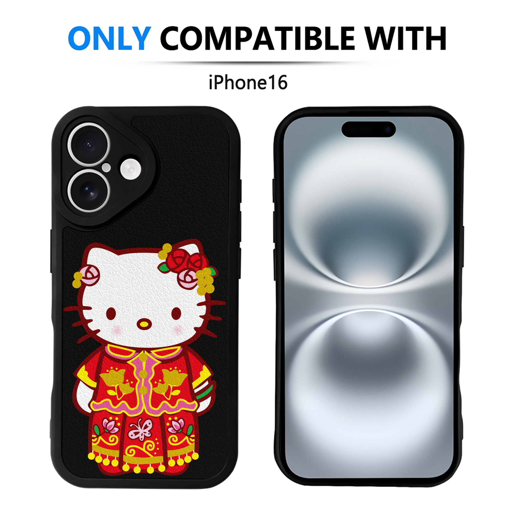 （画像用） Hello Kitty ハローキティ 【iPhone 16シリーズ対応】シリコンスマホケース（レザー調） 材質：シリコン